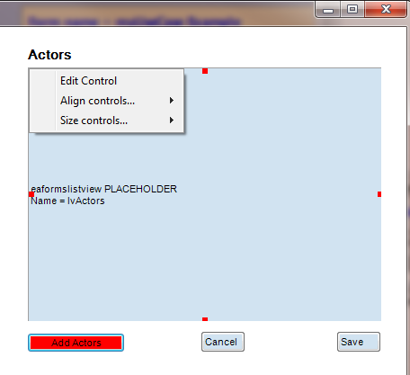 Control Context Menu
